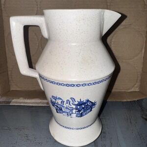 Vintage Asian Themed Ceramic Speckled‎ Pitcher 8.5" Tall